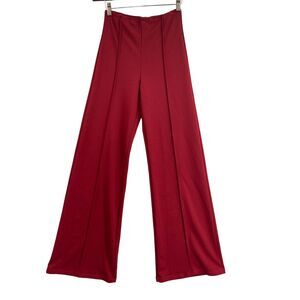 VTG 70s Bell Bottom Pants M Red High Rise Disco Wide Leg Palazzo Retro Leisure